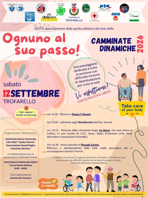 Camminata ognuno al suo passo sabato 12 settembre