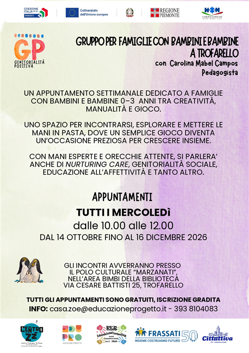 Gruppo per famiglie con bambini e bambine da zero a tre anni