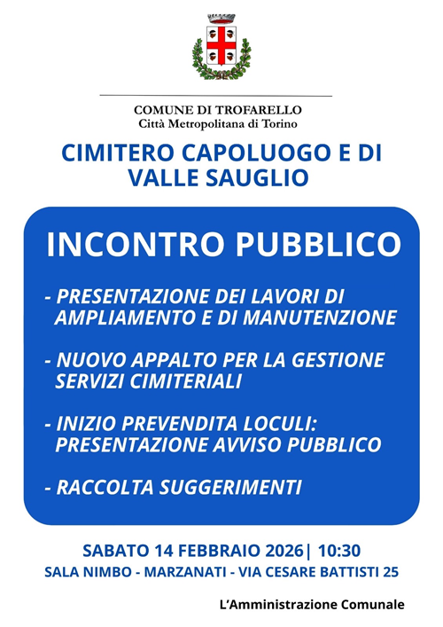 Incontro Pubblico Su Cimitero Capoluogo e di Valle Sauglio